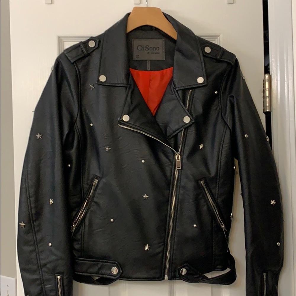 Black studded faux leather jacket